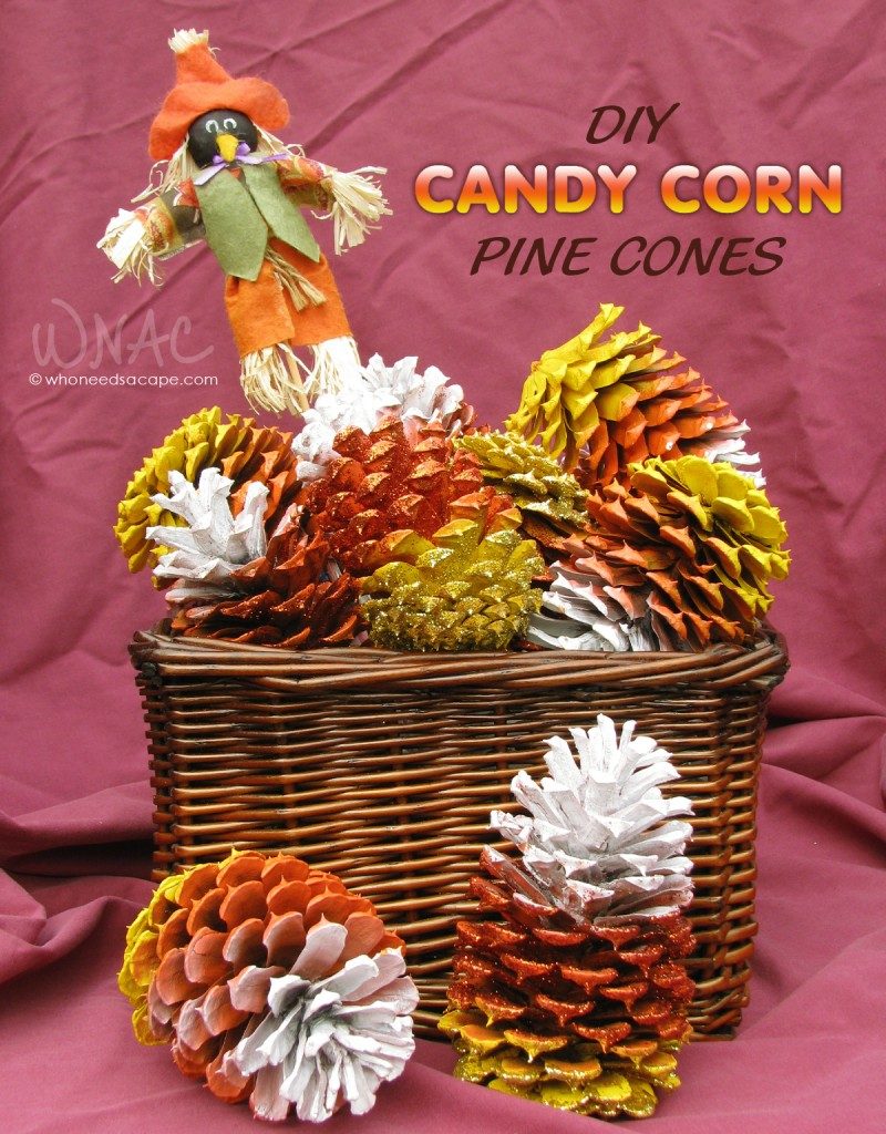 DIY Candy Corn Pine Cones