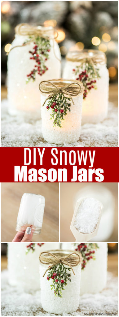 DIY Snowy Mason Jars