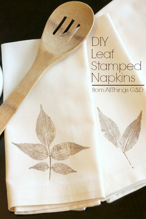DIY Leaf Stamped Napkins