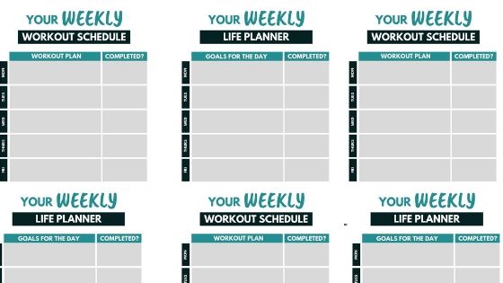 Free weekly fitness planner