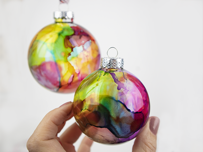 DIY Watercolor Effect Ornaments
