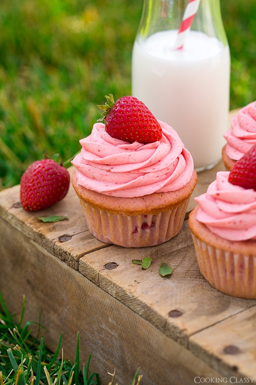 Strawberry Cupcakes with Strawberry Buttercream Frosting